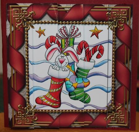 Rabbit in My Stocking 5in One Side Stacker by Carmelina Borg Cuschieri