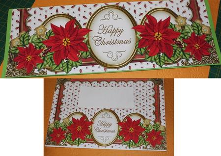 Red Poinsettia Anglaise Happy Christmas Large Dl Card Kit by Carmelina Borg Cuschieri