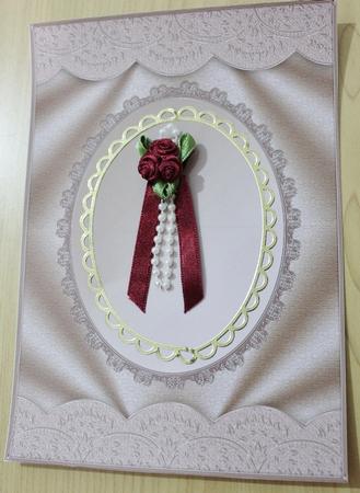 Copper Scallop Edged Oval Aperture Card Front by Carmelina Borg Cuschieri