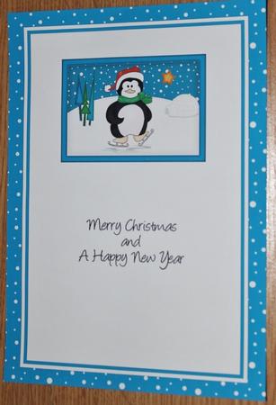 A5 Xmas Skating Penguin Matching Insert by Carmelina Borg Cuschieri
