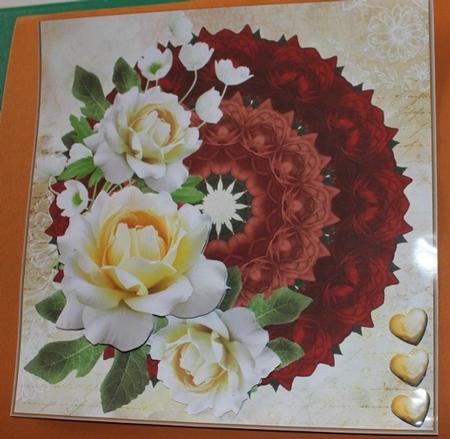 Lemon Roses on Burnt Orange Doily by Carmelina Borg Cuschieri