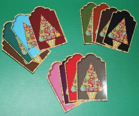 Happy Buttons Christmas Tree Tags Set 4 by Carmelina Borg Cuschieri