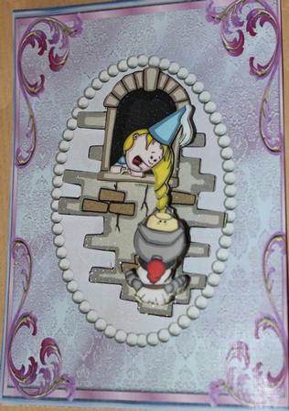 Mauve Ornate and Pearls Card Front by Carmelina Borg Cuschieri