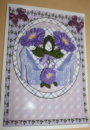 Purple Floral Shoes Card Front by Carmelina Borg Cuschieri