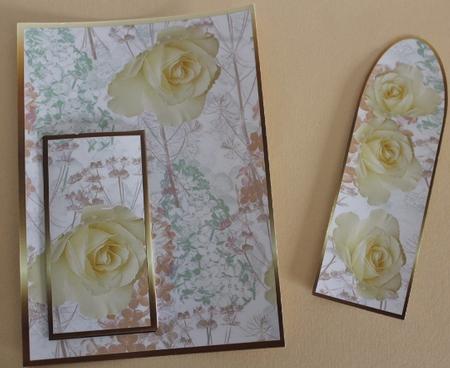 Cream and Green Floral Bookmark Card by Carmelina Borg Cuschieri