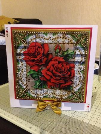 Beautiful Red Roses All 4 Corner Stacker Card Front by Carol Smith