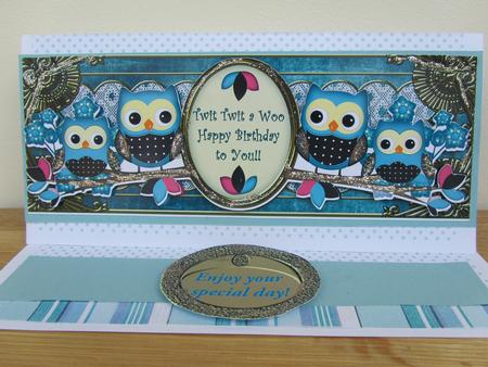 Blue Owls Twit Twit a Woo Dl Decoupage Topper by Jean Hall