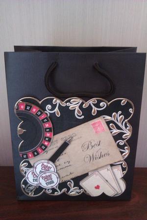 Black Roulette Best Wishes 8in Scallop Decoupage Topper by Natalie Cooper