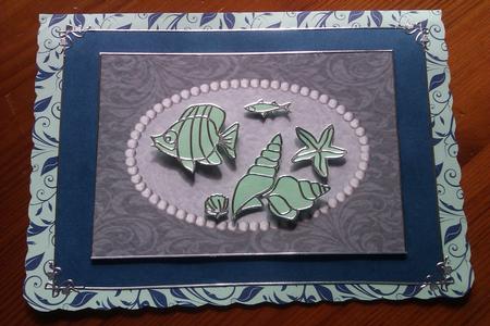Dark Green Swirls and Pearls Card Front by Natalie Cooper
