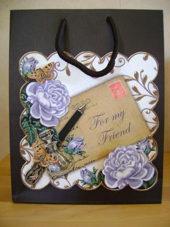 Pblue Roses My Friend Ink Saver 8in Decoupage Topper by Natalie Cooper