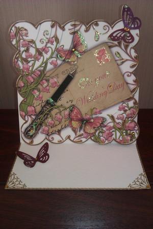 Pink Lily Valley Wedding Day White 6in Duo Corner Stacker by Natalie Cooper