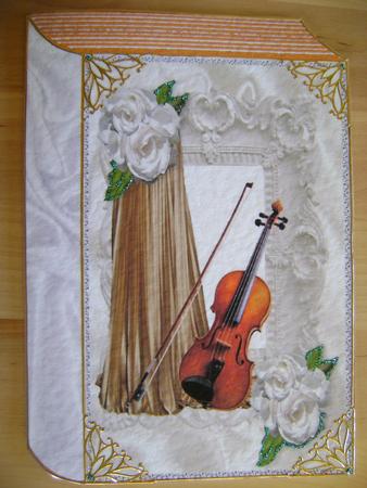 Violin with White Roses and Gold Drapes A4 Book Featured Gallery Photo