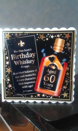 8 x 8 60th Birthday Whisky Scalloped Corner Topper by Lesley Carter