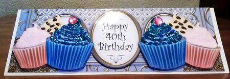 Blue Cupcakes 40th Birthday Large Dl Card Kit by Sheila Morrison