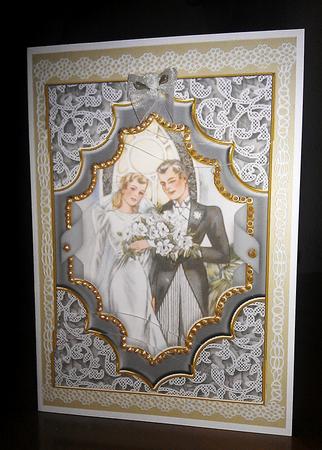 Bride & Groom Ornate 7x5in Swirvey Top Bottom Stacker by Sheila Morrison