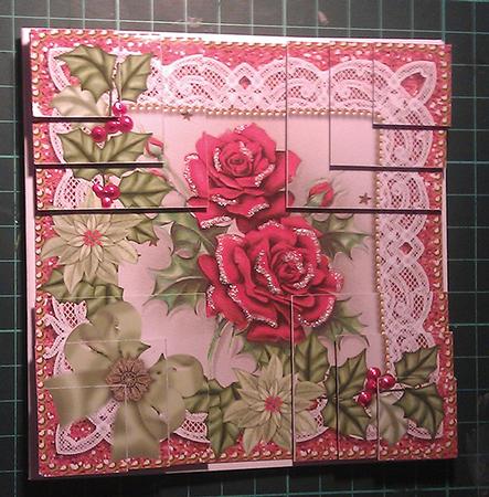 Christmas Roses Green Poinsettia 5in All 4 Corner Stacker by Sheila Morrison