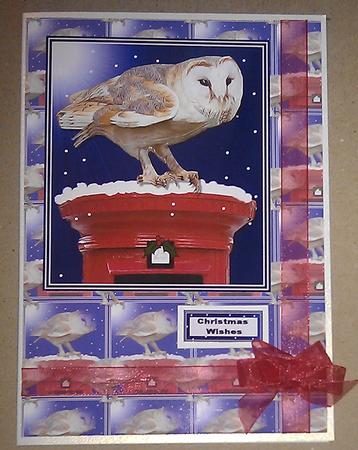 Barn Owl Christmas Post Box with Background by Sheila Morrison