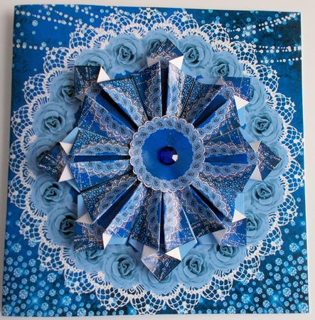 3 Blue rose Christmas card front/topper blanks by Sharon Wilson