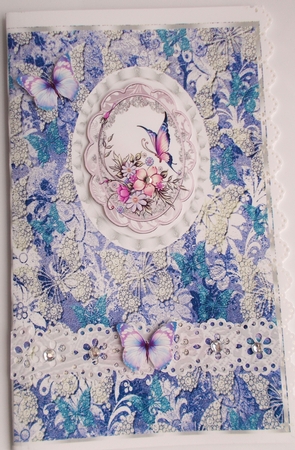 A4 Paper White/Blue Butterflies on Lilac Background by Sharon Wilson