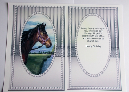 A5 Topper &  Insert Elegant Pearls  Horse  by Sharon Wilson