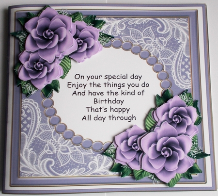 Purple and gold floral frame with verse and decoupage  by Sharon Wilson