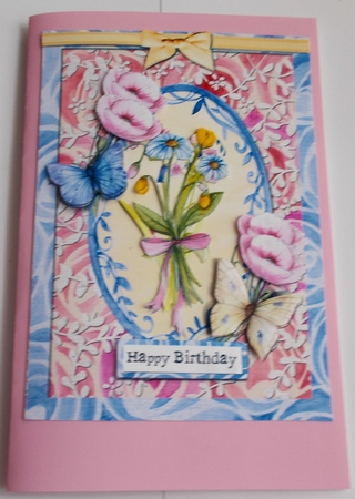 A5 Card Insert Wildflower Posy on Pink Floral Background by Sharon Wilson