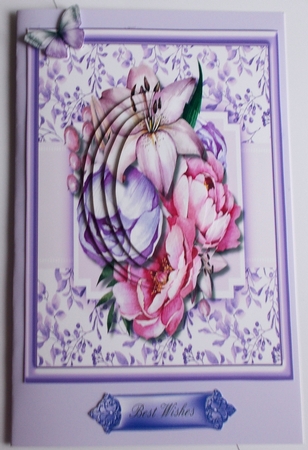 A5 Lilac and Pink Roses with Lily,  Pyramid by Sharon Wilson
