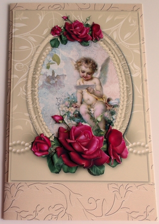 Cherubs Floral 6x8 Card Front- (3) by Sharon Wilson