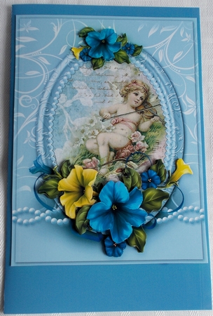 Cherubs Floral 6x8 Card Front- (4) by Sharon Wilson