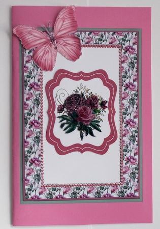 4 Shaped pink floral toppers by Sharon Wilson
