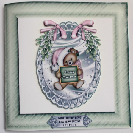 Pink and Silver Christmas 1 - Oval topper with decoupage by Sharon Wilson