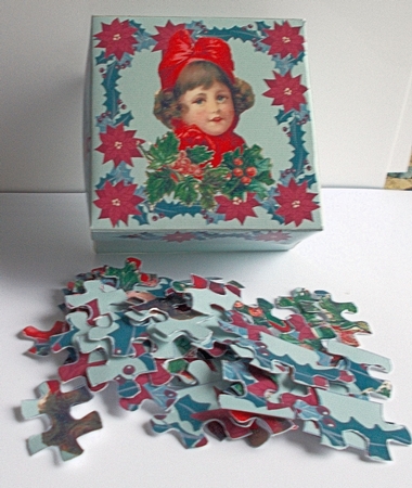 JIGSAW AND GIFT BOX - GIRL IN RED by Sharon Wilson