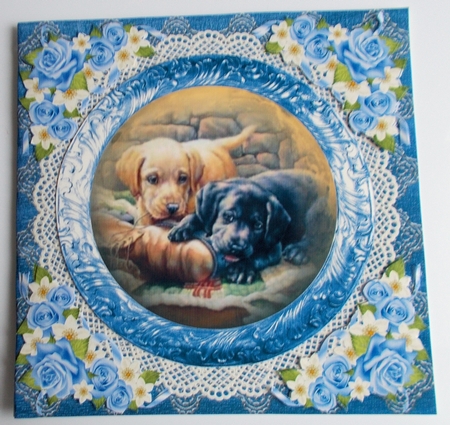 3 Blue floral pets card fronts/toppers 3 by Sharon Wilson