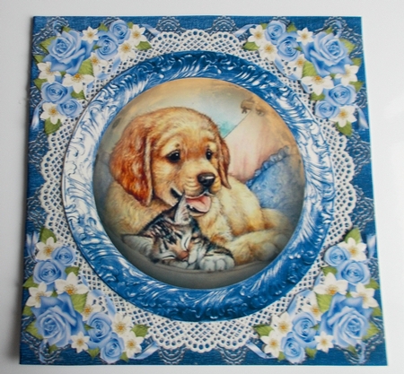 3 Blue floral pets card fronts/toppers 4 by Sharon Wilson