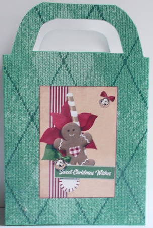 Green jumper gift bag by Sharon Wilson