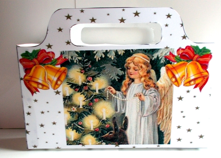 Lovely Angel with gold stars and bells tote bag (One) by Sharon Wilson
