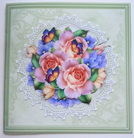 Lovely Roses On Lace by Sharon Wilson
