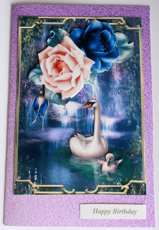 Waterfall Swans Topper with Rose Decoupage by Sharon Wilson