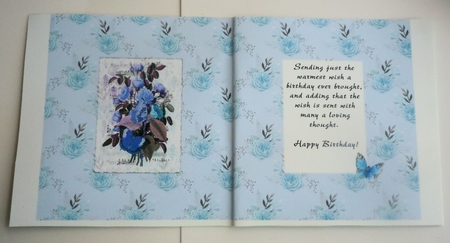 6 x 6 Card Insert Blue/Lilac Floral Bouquet on Pale Blue Floral Background, Blank by Sharon Wilson