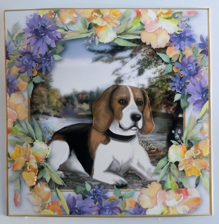 3 Cute floral dog card front/toppers 7 by Sharon Wilson