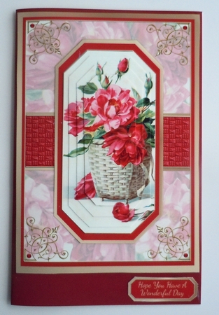 Basket of Pink Roses A5 Card Front Minikit by Sharon Wilson