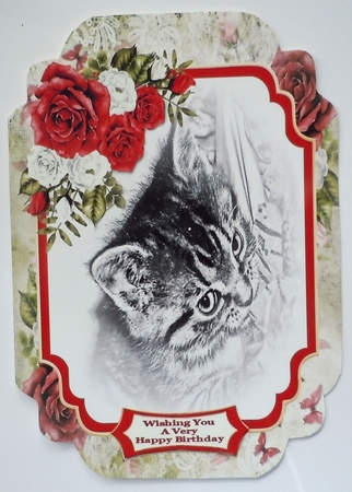 Kitten Birthday Wishes - Cut And Fold Card by Sharon Wilson