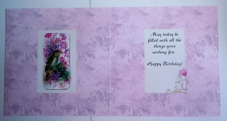 5 x 5 Card Floral Bird on Pink Floral Background, Blank by Sharon Wilson