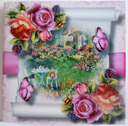 Floral Parchment Scroll 8 8x8 by Sharon Wilson