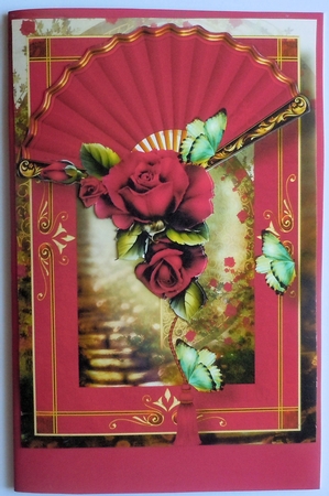 Floral Fan Red Roses A5 by Sharon Wilson