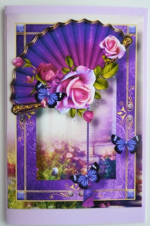 Floral Fan Purple Roses A5 by Sharon Wilson