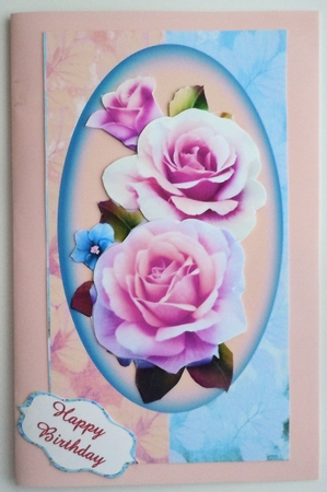 rose and many greetings blue and pink by Sharon Wilson