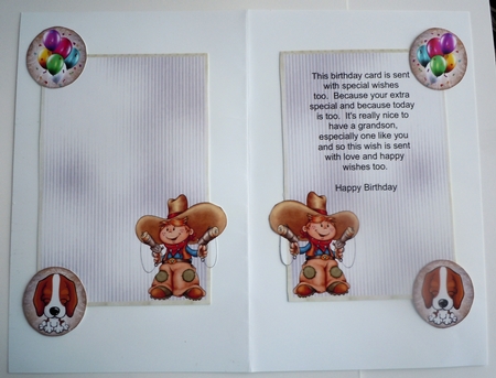 Matching insert for the design sheet - Birthday Cowboy by Sharon Wilson