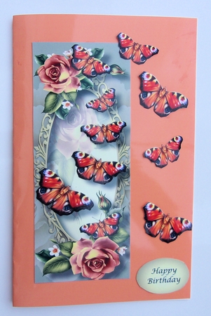 Beautiful Butterflies & Peach Roses Lge DL by Sharon Wilson