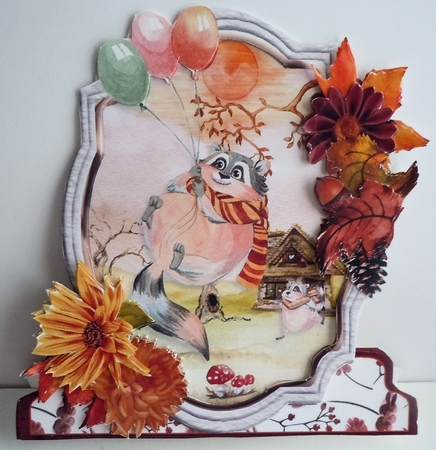 Fall-ing Raccoons #2 Shaped Card and Envelope Kit by Sharon Wilson